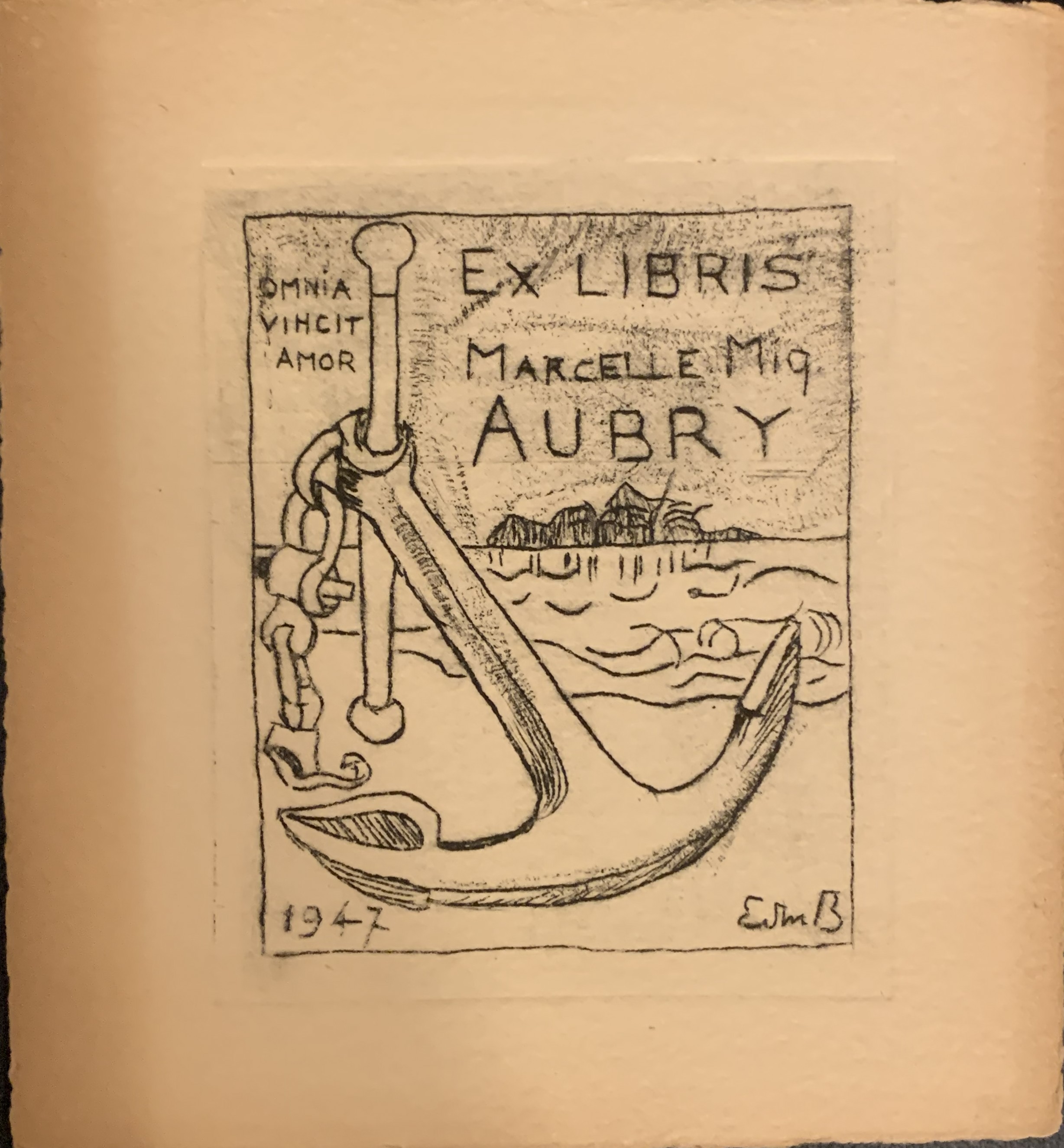 Edmond Bille Ex-libris Marcelle Miq Aubry, 1947